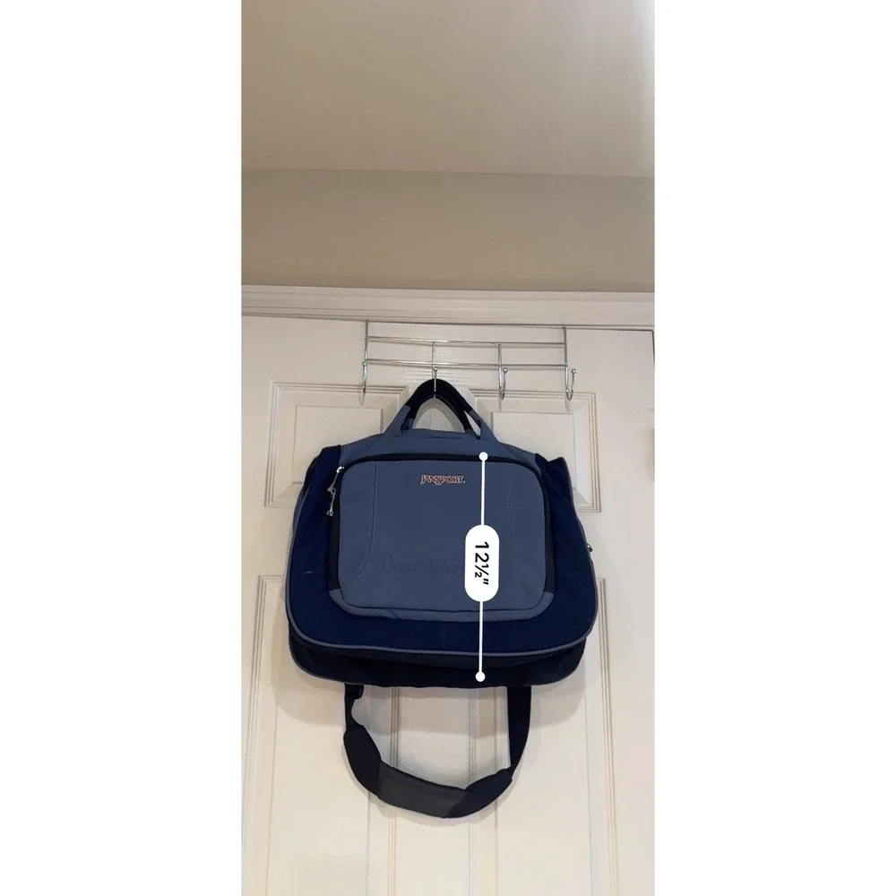 JanSport Blue Messenger Laptop Bag Padded Shoulder Strap Two Tone Navy